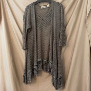 Grey Airy Fringed Sweater